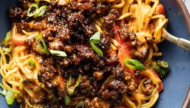 Sticky Beef with Peanut Noodles